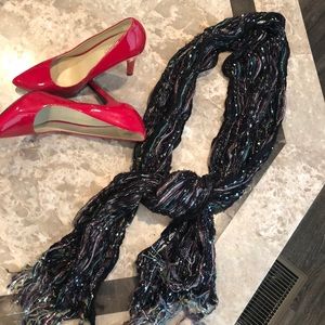 Beautiful Black and Red Metallic Scarf